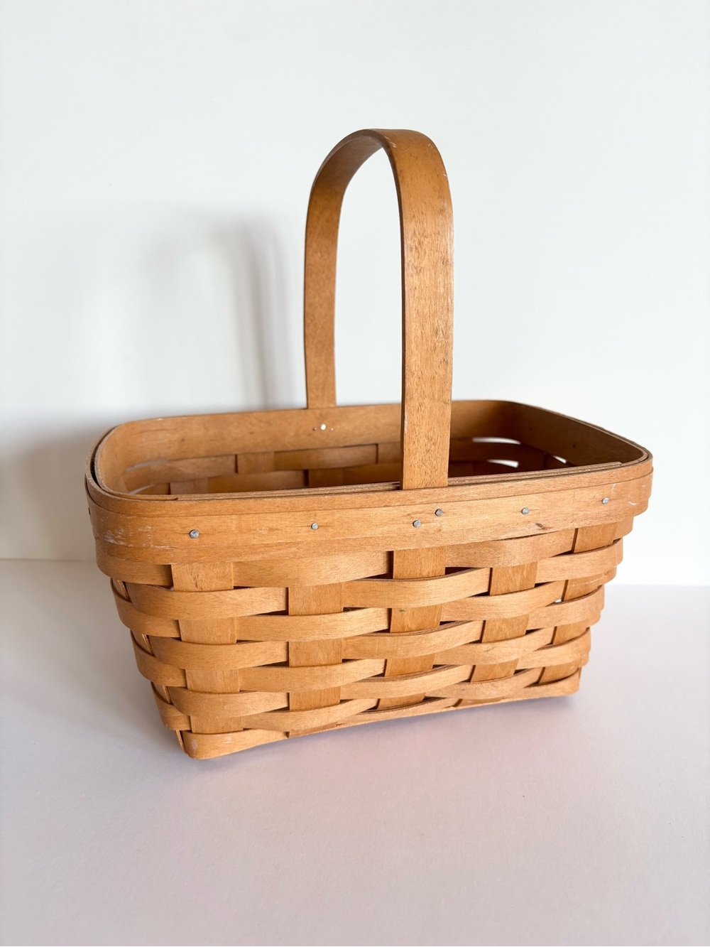 Vintage 1996 Longaberger Maplewood Handwoven Market Basket